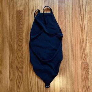 Simple Black Bodysuit with a High Neck